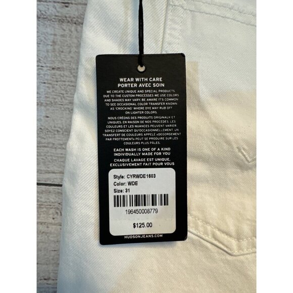 NWT Hudson Distressed White Denim Shorts Size 31 - Picture 3 of 4